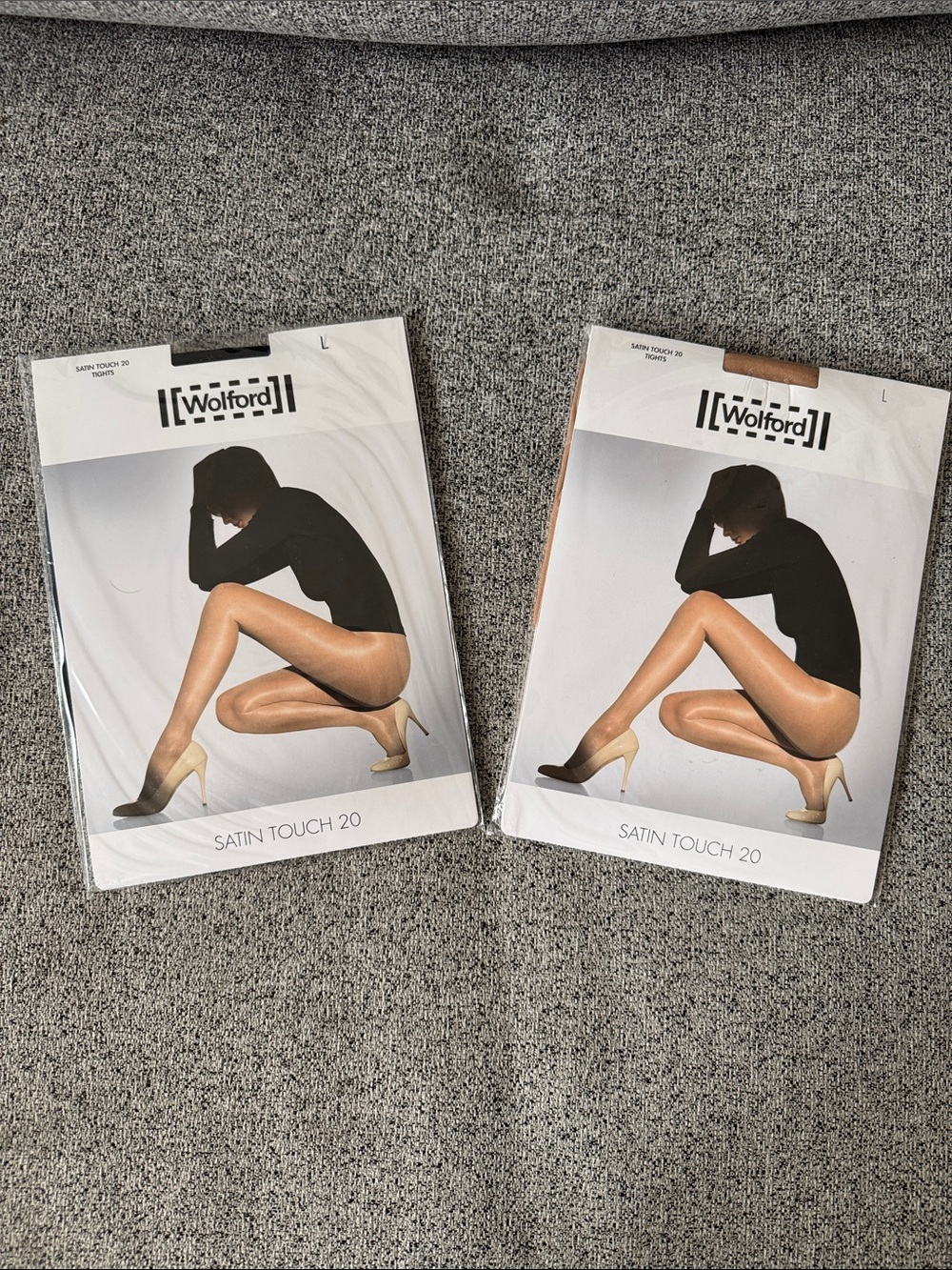 Wolford Satin Touch 20 Sheer Tights - 1 Black & 1 Gobi (Two Packs)